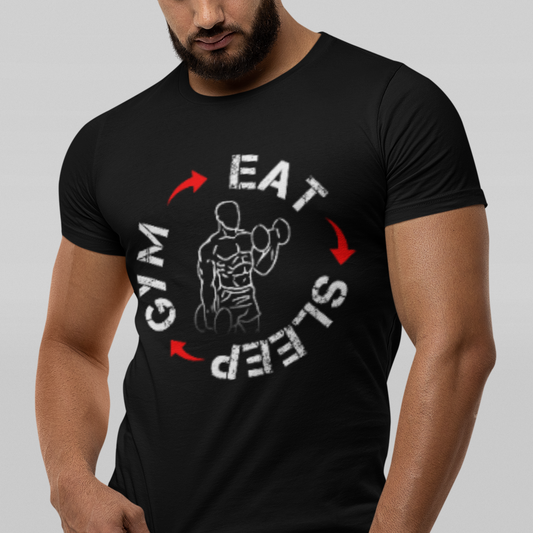"Eat Sleep Gym Repeat" Graphic T-shirt for Gym freaks