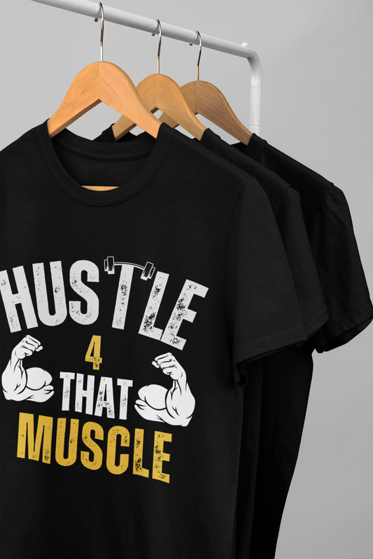 "Hustle 4 that muscle" Printed Graphic T-shirt